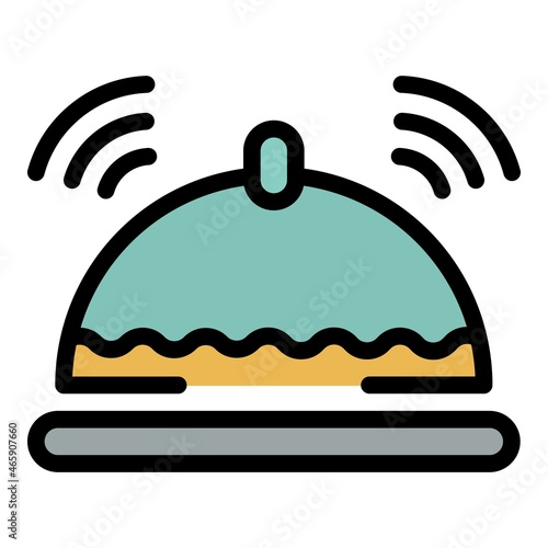 Butler ring bell icon. Outline butler ring bell vector icon color flat isolated