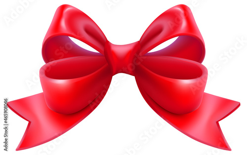 Red christmas bow ribbon. decorative ornament symbol christmas and new year