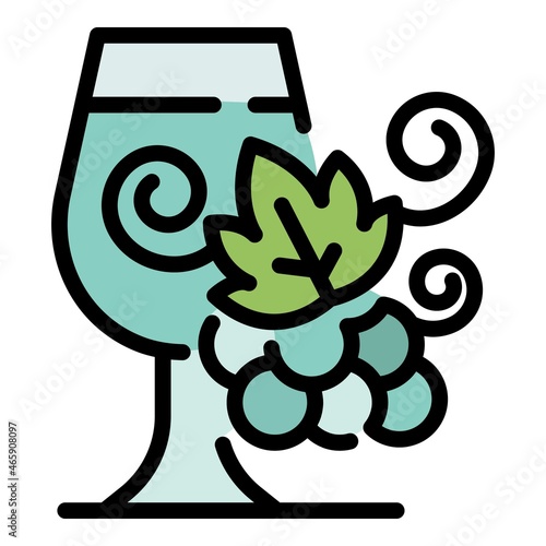 Butler wine glass icon. Outline butler wine glass vector icon color flat isolated