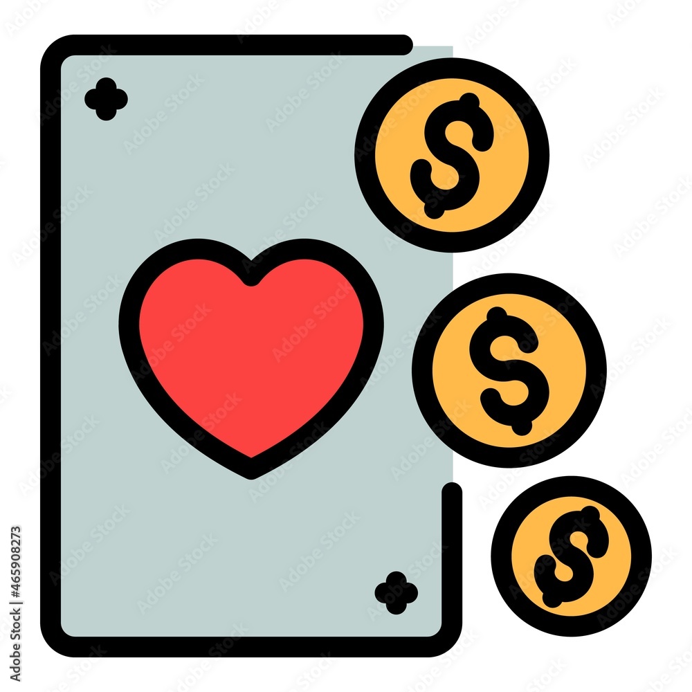Casino play cards icon. Outline casino play cards vector icon color flat isolated