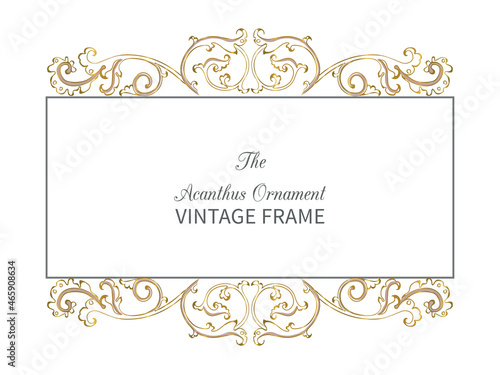 Antique frame in style baroque of acanthus leaves. Monogram floral ornament