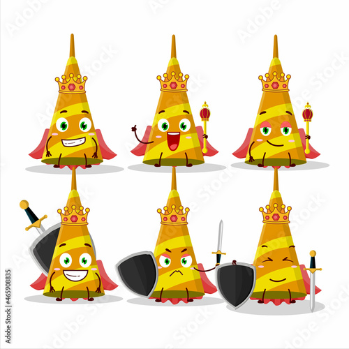 A Charismatic King long trumpet cartoon character wearing a gold crown