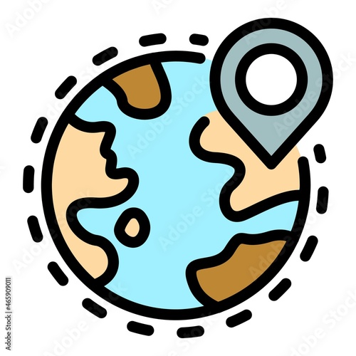 Global courier delivery icon. Outline global courier delivery vector icon color flat isolated