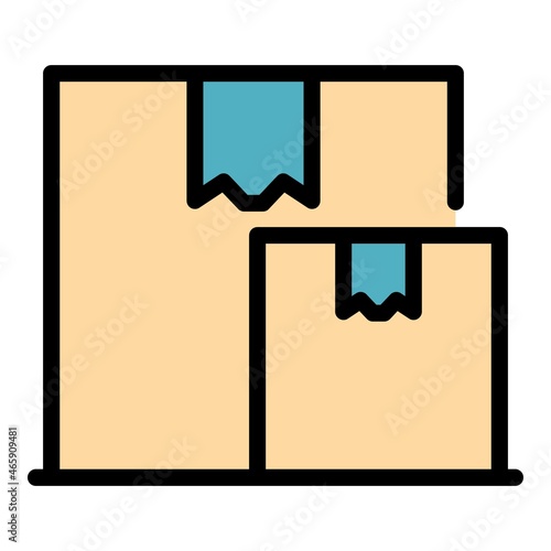 Carton parcel box icon. Outline carton parcel box vector icon color flat isolated