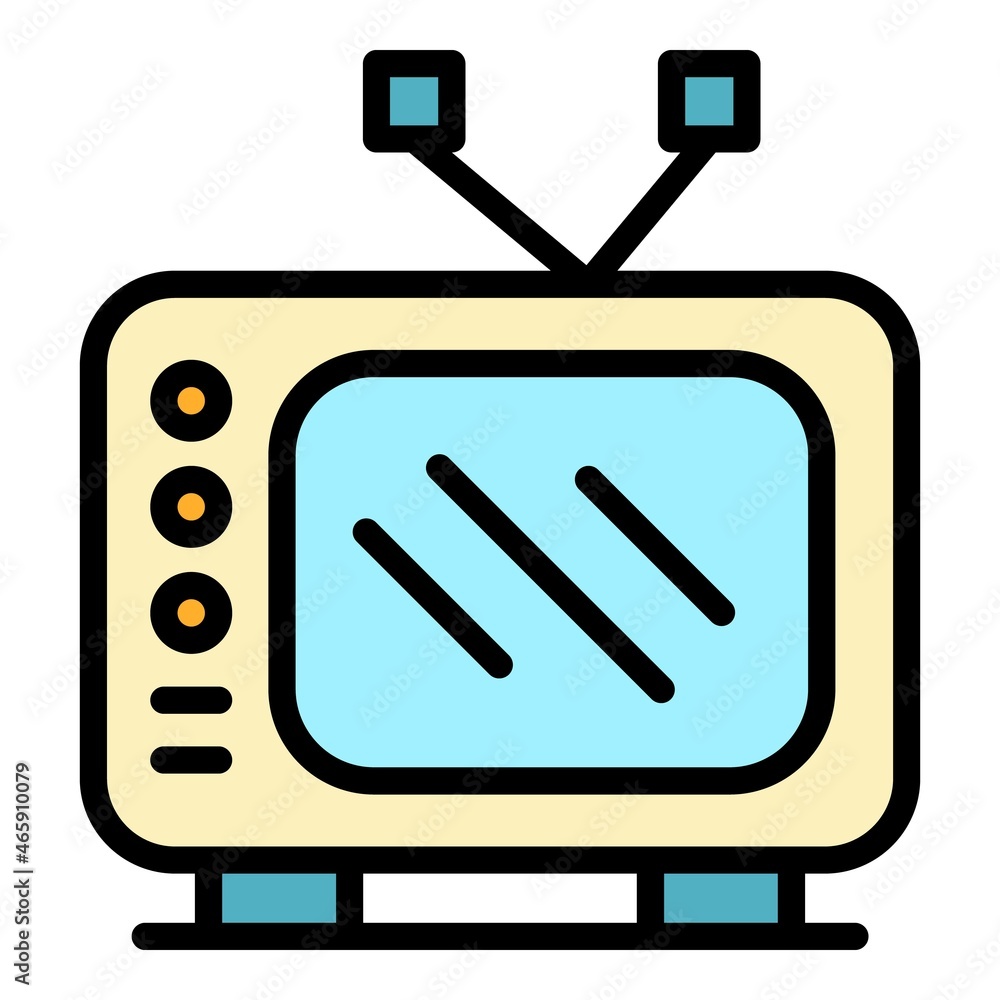 Old tv icon. Outline old tv vector icon color flat isolated Old tv icon. Outline old tv vector icon color flat isolated