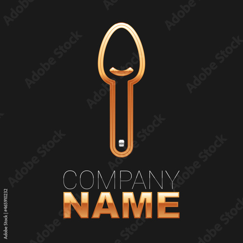 Line Spoon icon isolated on black background. Cooking utensil. Cutlery sign. Colorful outline concept. Vector