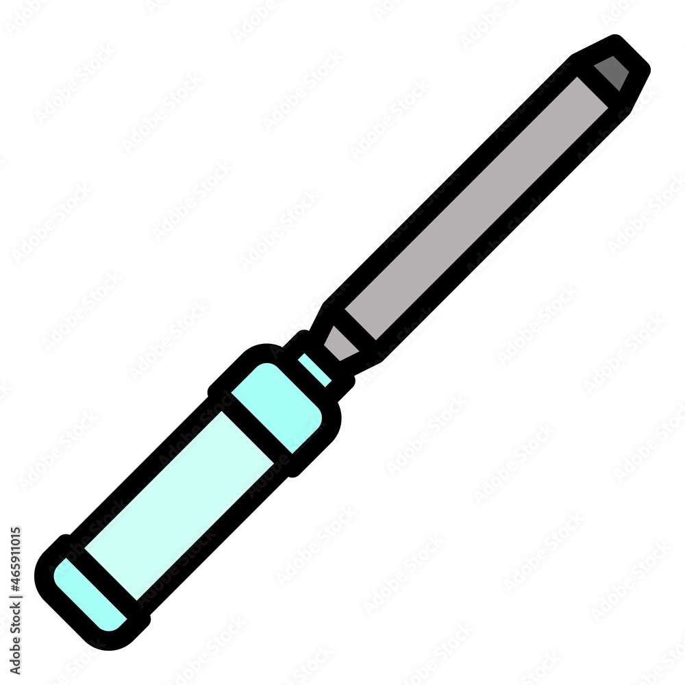 Handle chisel icon. Outline handle chisel vector icon color flat isolated Handle chisel icon. Outline handle chisel vector icon color flat isolated