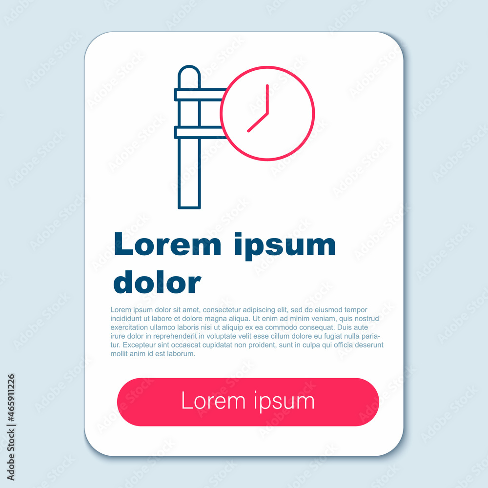 Line Train station clock icon isolated on grey background. Colorful outline concept. Vector Line Train station clock icon isolated on grey background. Colorful outline concept. Vector