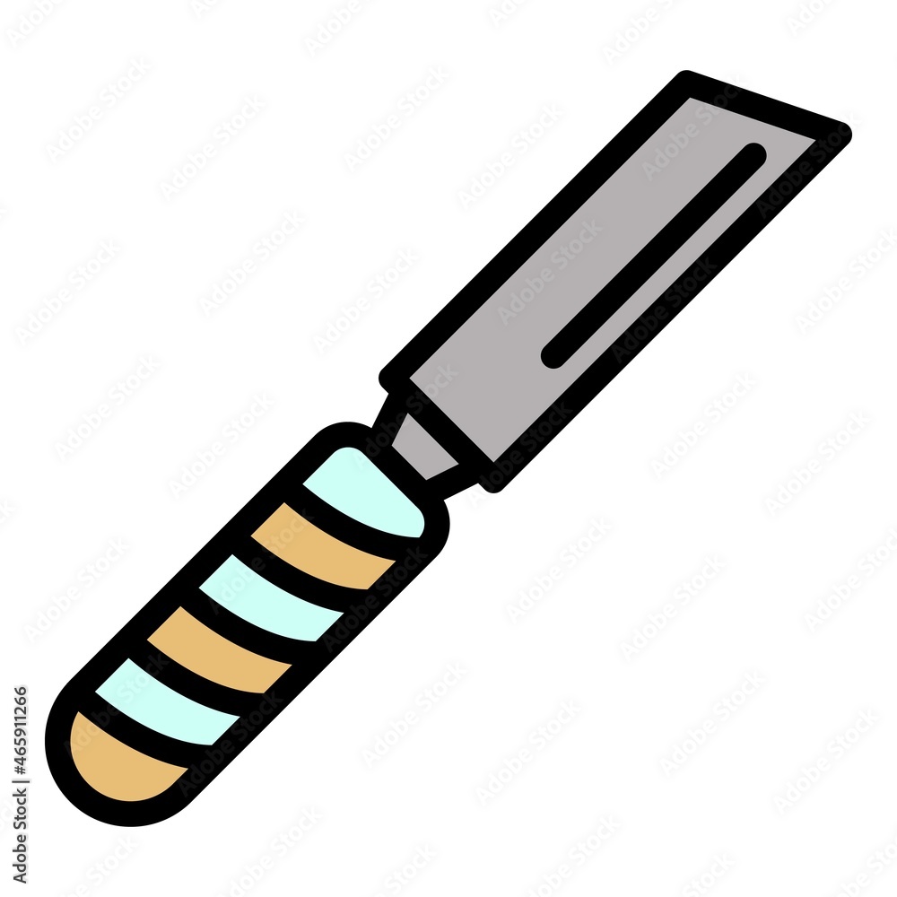Steel chisel icon. Outline steel chisel vector icon color flat isolated Steel chisel icon. Outline steel chisel vector icon color flat isolated