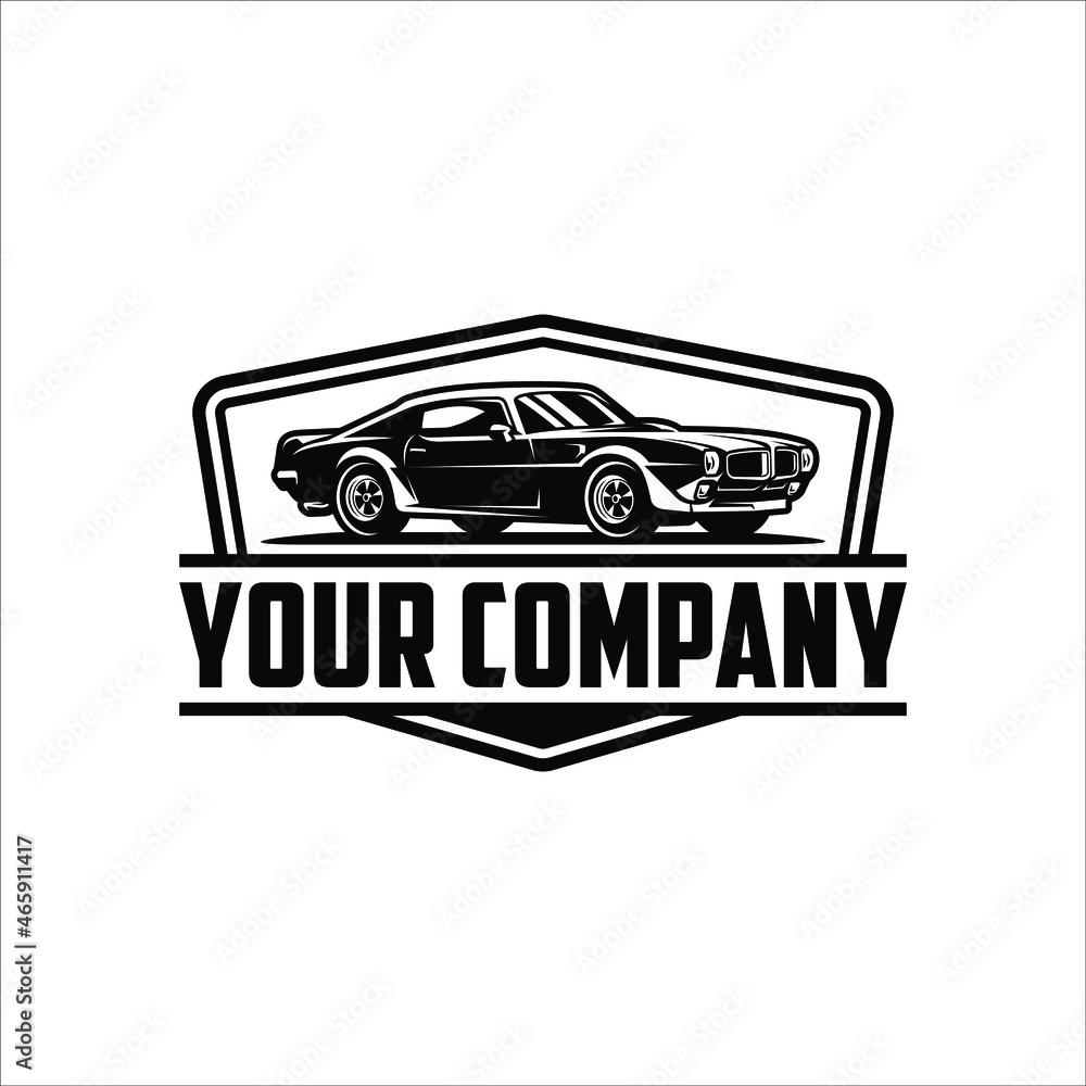 Classic car with retro style badge design Classic car with retro style badge design