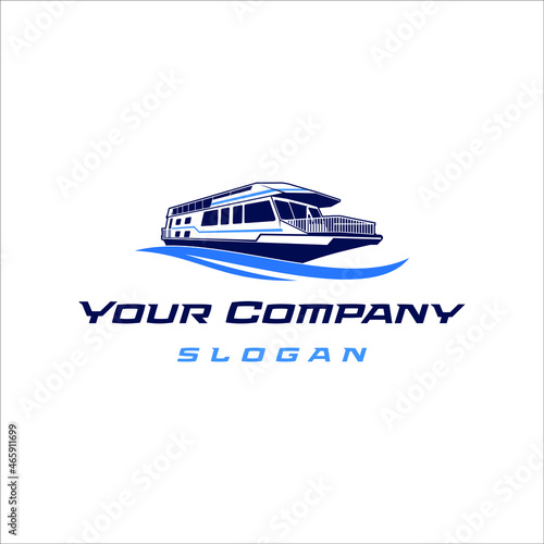 Boat and waves with elegant design style