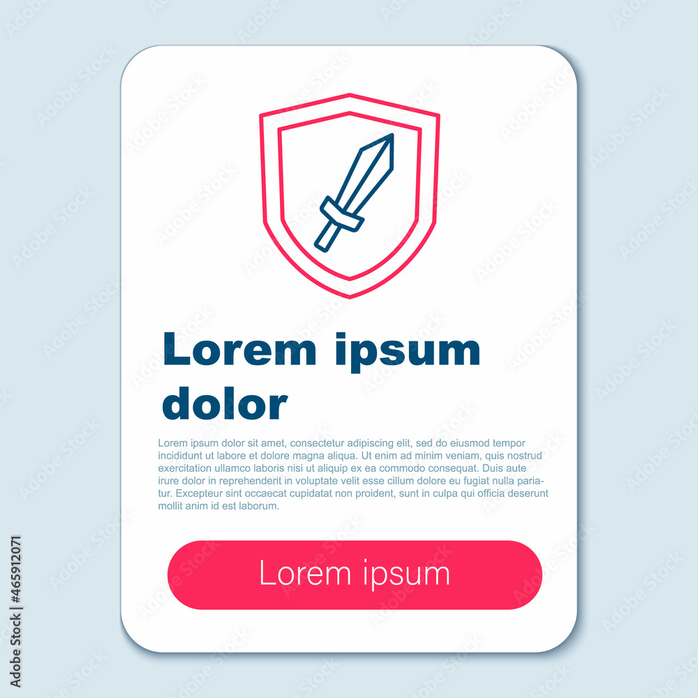 Line Sword for game icon isolated on grey background. Colorful outline concept. Vector Line Sword for game icon isolated on grey background. Colorful outline concept. Vector