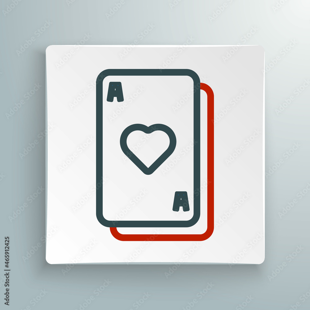 Line Playing cards icon isolated on white background. Casino gambling. Colorful outline concept. Vector Line Playing cards icon isolated on white background. Casino gambling. Colorful outline concept. Vector