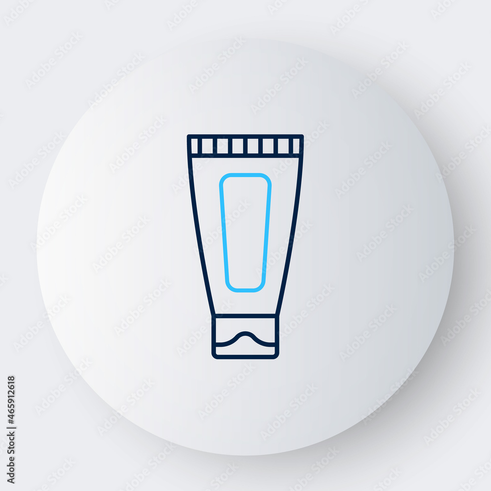 Line Cream or lotion cosmetic tube icon isolated on white background. Body care products for woman. Colorful outline concept. Vector Line Cream or lotion cosmetic tube icon isolated on white background. Body care products for woman. Colorful outline concept. Vector
