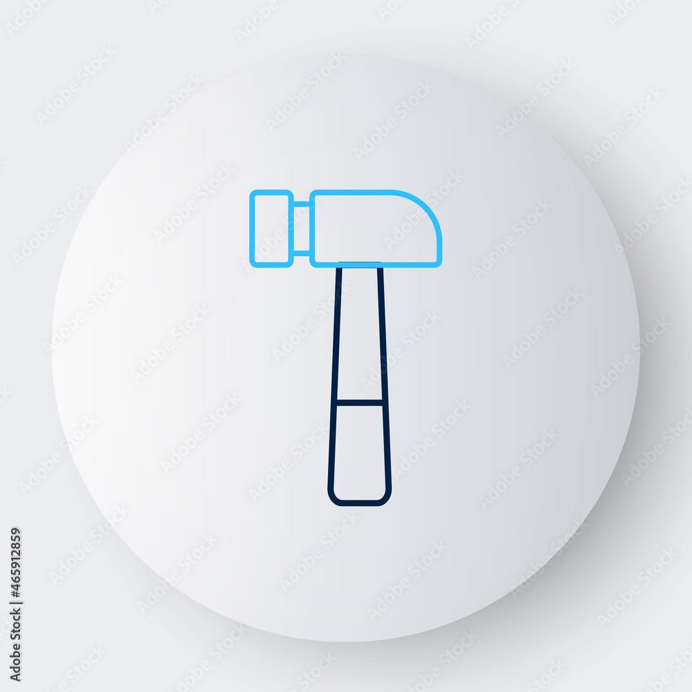 Line Hammer icon isolated on white background. Tool for repair. Colorful outline concept. Vector Line Hammer icon isolated on white background. Tool for repair. Colorful outline concept. Vector
