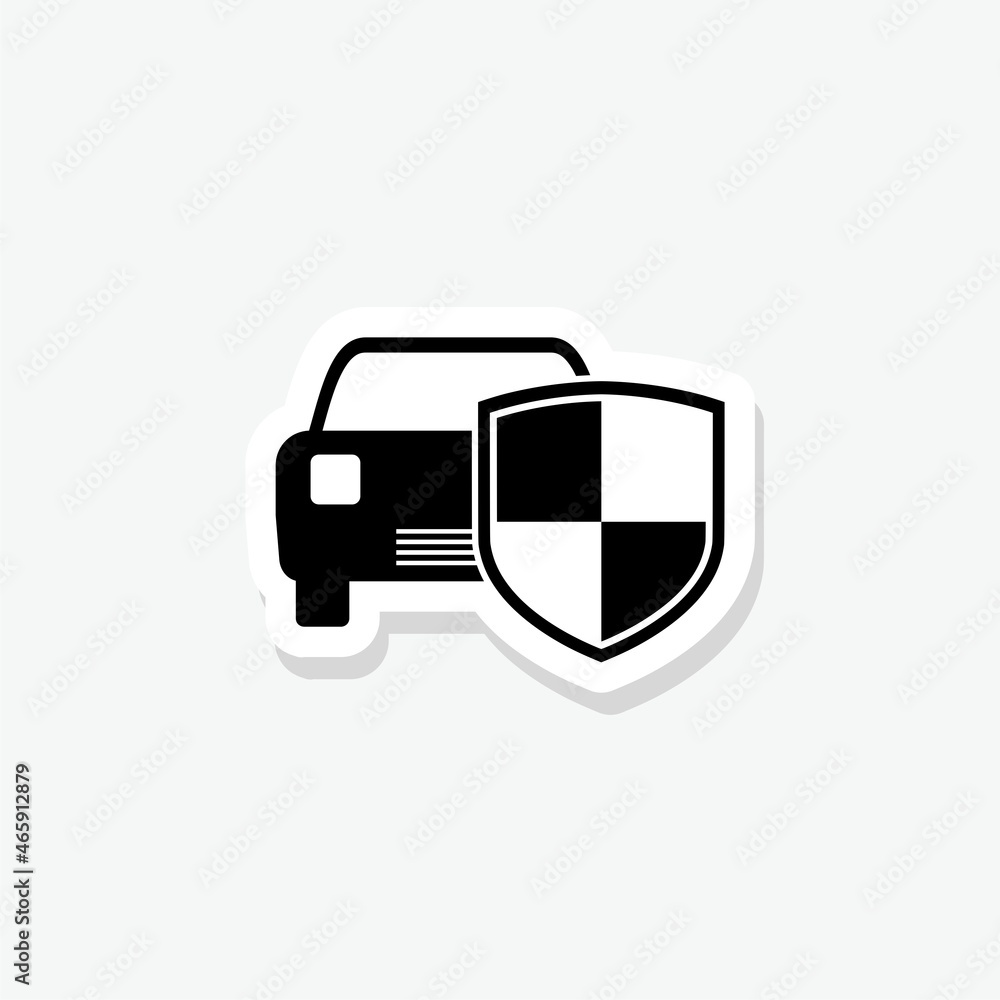 Protective shield and car sticker icon Protective shield and car sticker icon