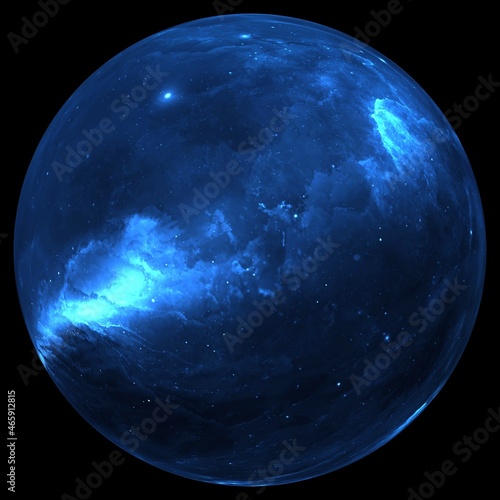Planet in space, satellite of a star. Super-earth planet, realistic exoplanet suitable for colonization, earth-like planet in far space, 3d render photo