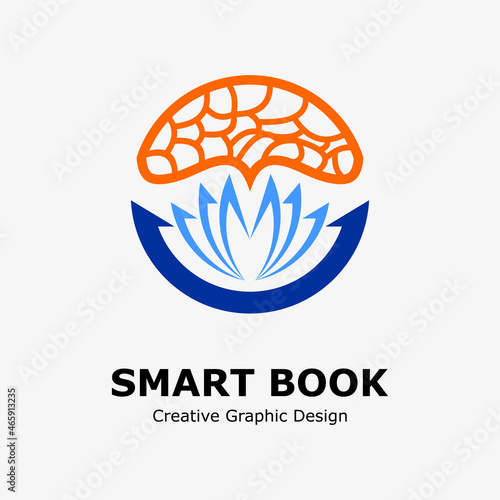 logo symbol for education. human brain and education book icon, smart student illustration. education vector logo template.