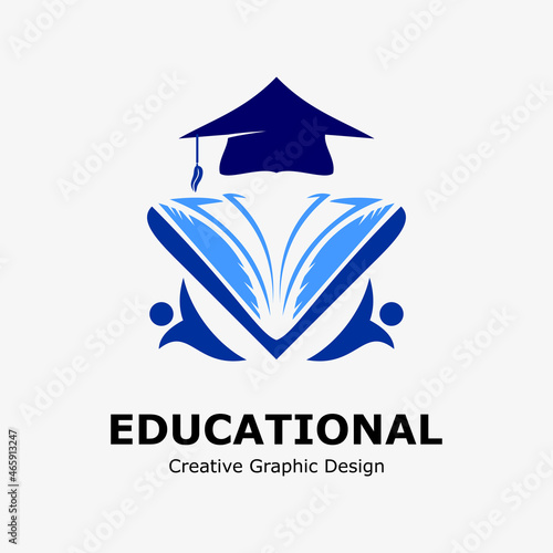 logo symbol for education. graduation hat icon, book and student icon. education vector logo template.