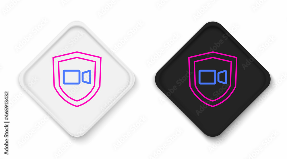 Line Video chat conference icon isolated on white background. Online meeting work form home. Remote project management. Colorful outline concept. Vector Line Video chat conference icon isolated on white background. Online meeting work form home. Remote project management. Colorful outline concept. Vector