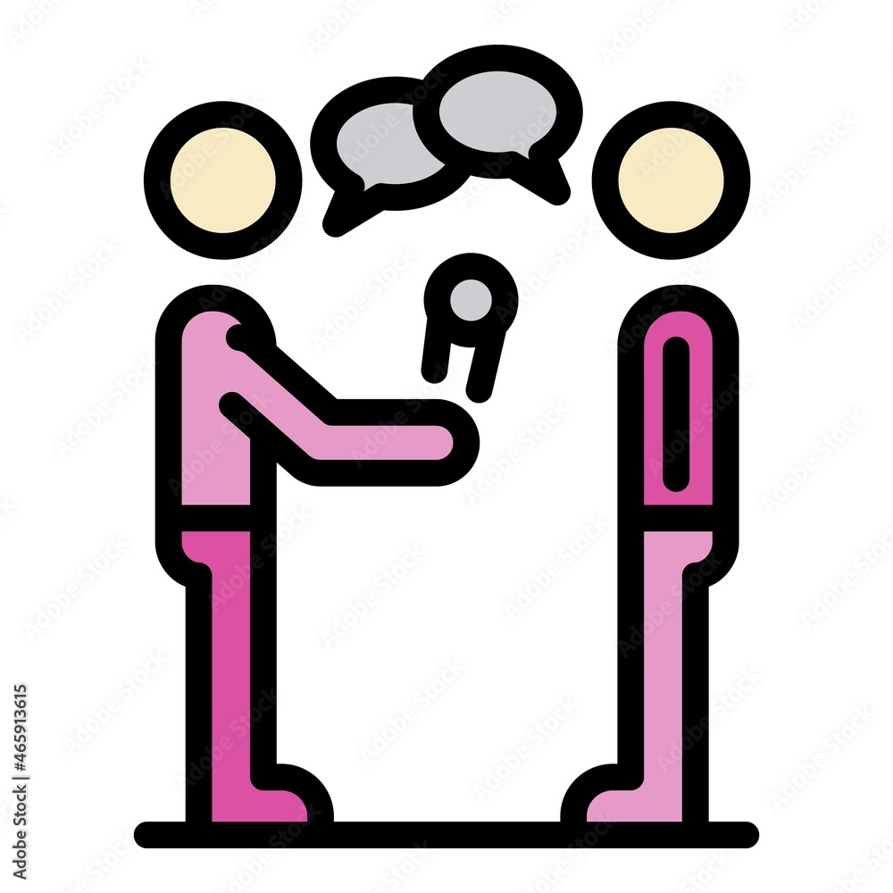 Street live interview icon. Outline street live interview vector icon color flat isolated Street live interview icon. Outline street live interview vector icon color flat isolated