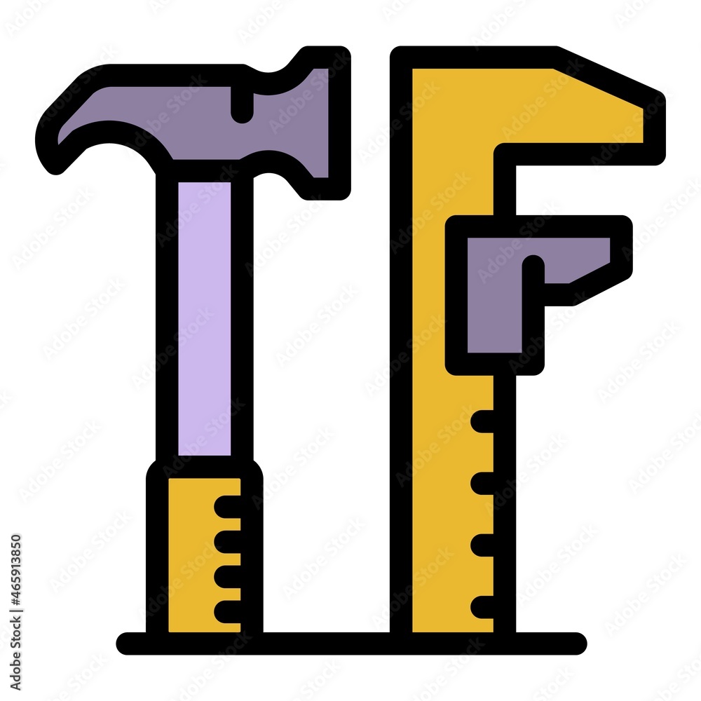 Hammer engineer icon. Outline hammer engineer vector icon color flat isolated Hammer engineer icon. Outline hammer engineer vector icon color flat isolated