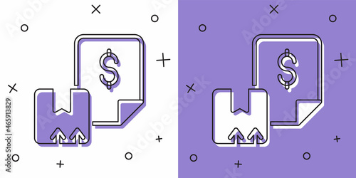 Set Waybill icon isolated on white and purple background. Vector