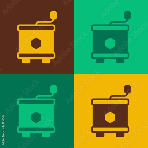 Pop art Honey extractor icon isolated on color background. Mechanical device for honey extraction from honeycombs. Vector