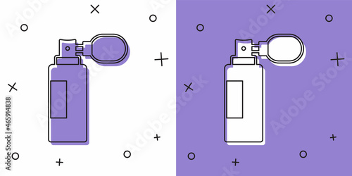 Set Perfume icon isolated on white and purple background. Vector