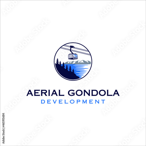 Aerial gondola logo with classic style design