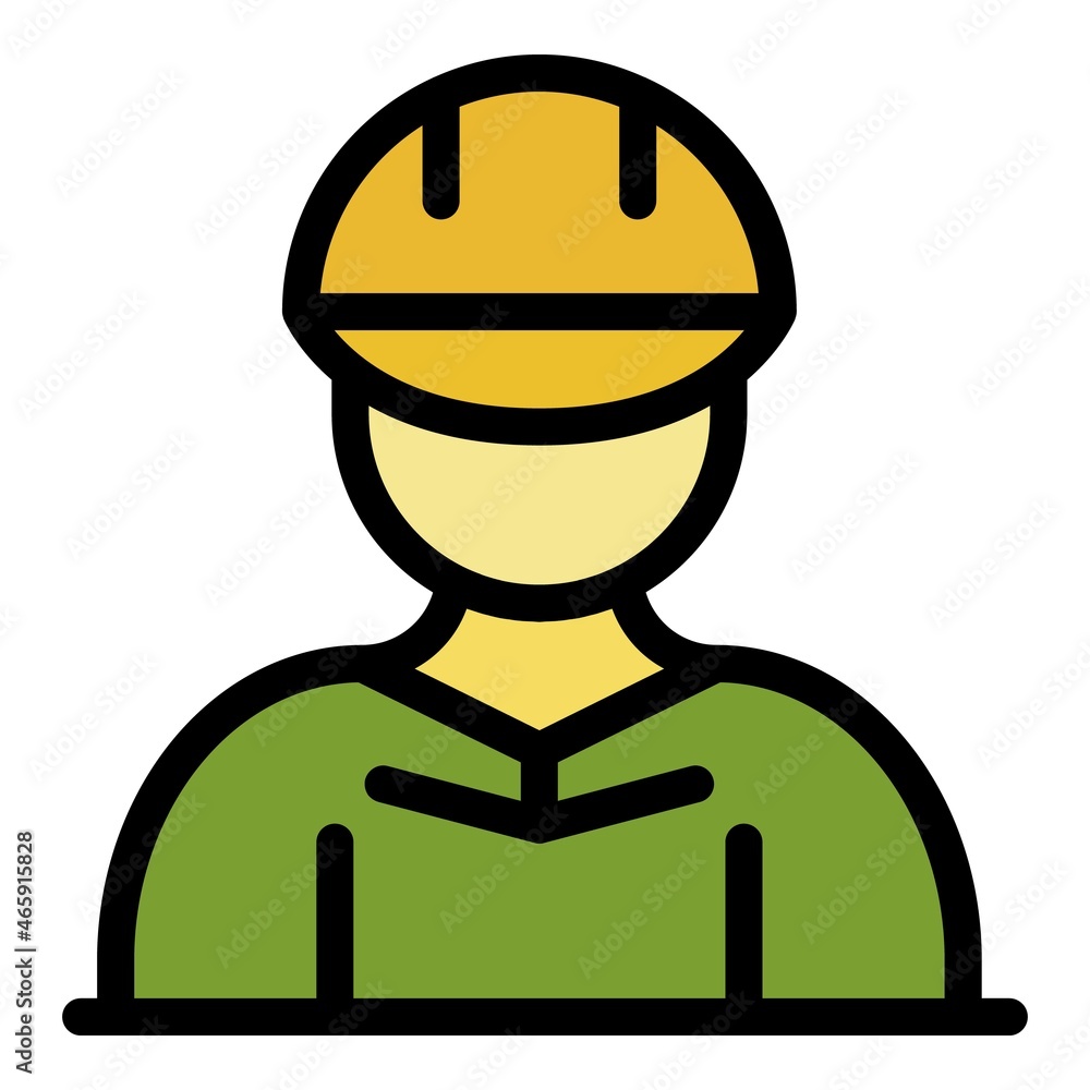 Construction engineer icon. Outline construction engineer vector icon color flat isolated Construction engineer icon. Outline construction engineer vector icon color flat isolated