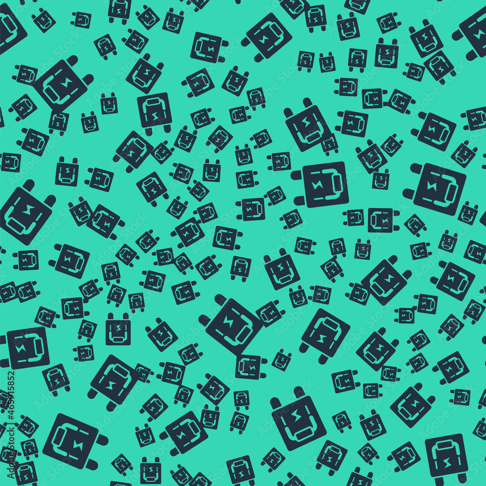 Black Electrical panel icon isolated seamless pattern on green background. Switch lever. Vector Black Electrical panel icon isolated seamless pattern on green background. Switch lever. Vector