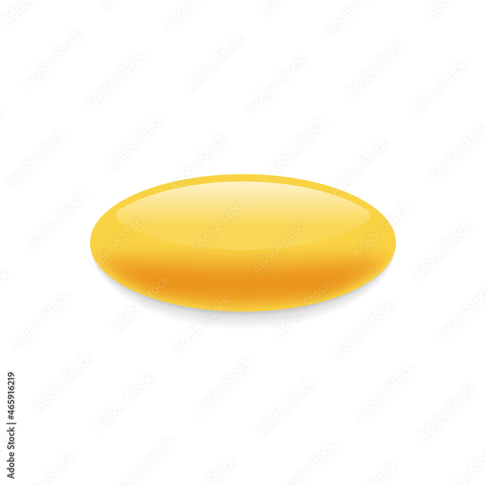 Yellow Realistic Pill on White Background. Mockup of Oval Painkiller or Antibiotic. Pharmaceutical Medicament and Drug. Cosmetic Oil Capsule of Vitamins and Minerals. Isolated Vector Illustration Yellow Realistic Pill on White Background. Mockup of Oval Painkiller or Antibiotic. Pharmaceutical Medicament and Drug. Cosmetic Oil Capsule of Vitamins and Minerals. Isolated Vector Illustration