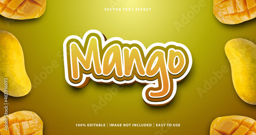 Mango fruit editable text effect. Premium Vector