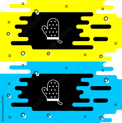 White Oven glove icon isolated on black background. Kitchen potholder sign. Cooking glove. Vector