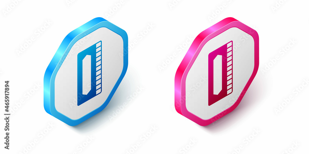 Fototapeta premium Isometric Harmonica icon isolated on white background. Musical instrument. Hexagon button. Vector