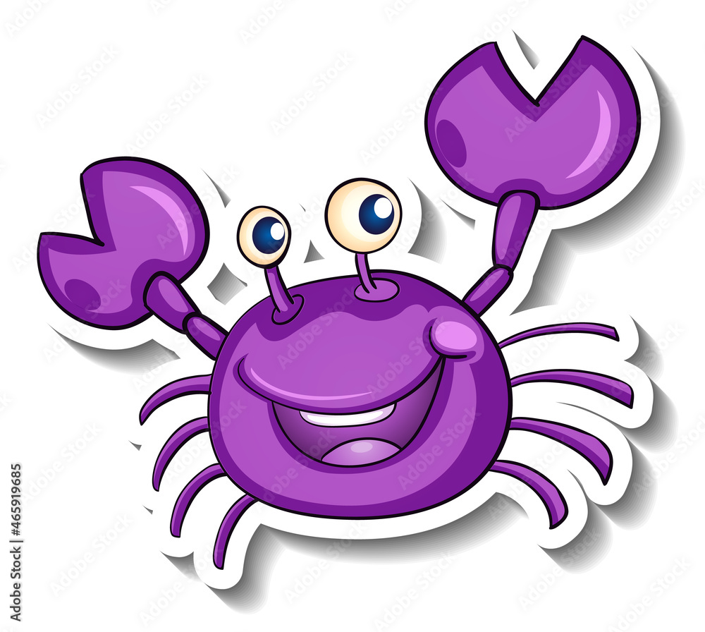 Smiling purple crab cartoon sticker Smiling purple crab cartoon sticker