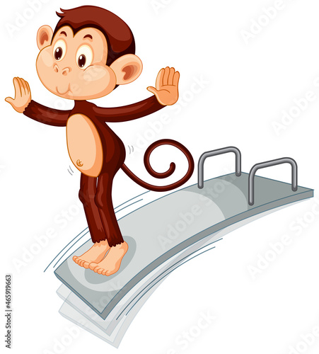 Monkey on diving board cartoon character