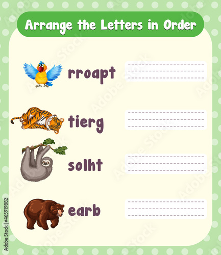 Spelling word game worksheet template