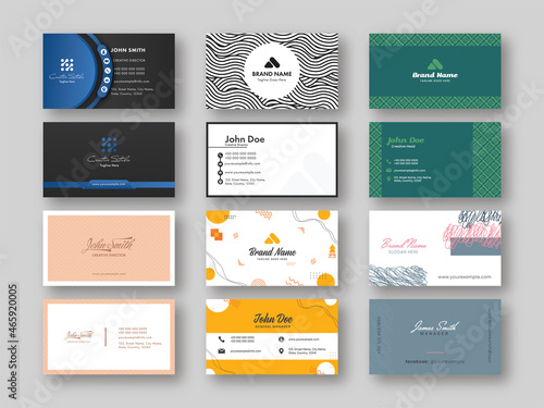 Front And Back Presentation Of Horizontal Business Card Set.