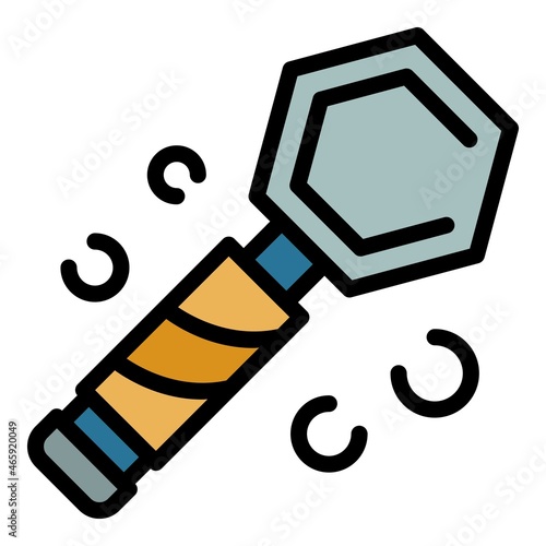 Radio engineer magnifier icon. Outline radio engineer magnifier vector icon color flat isolated