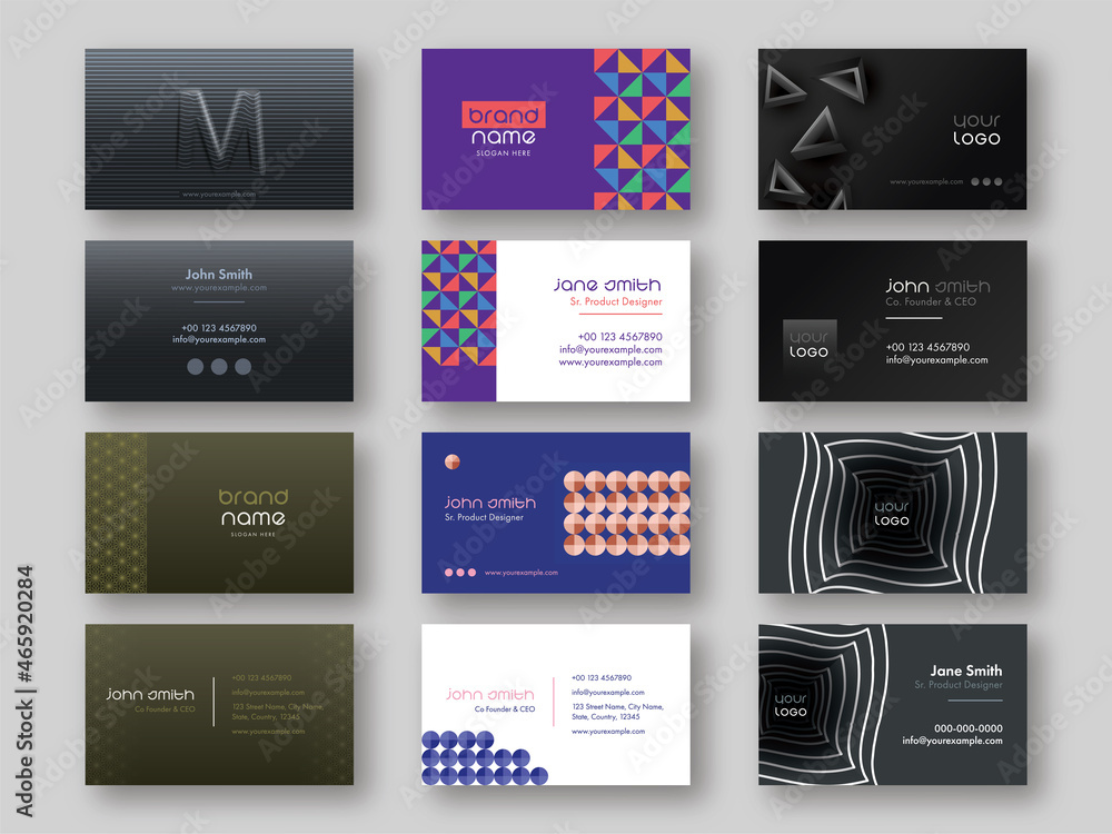 Set Of Modern Business Card Template In Front And Back Side. Set Of Modern Business Card Template In Front And Back Side.