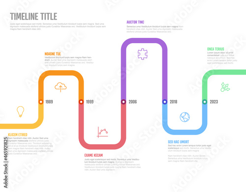 Infographic Company Milestones curved thick line Timeline Template