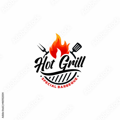 Hot grill logo vector template