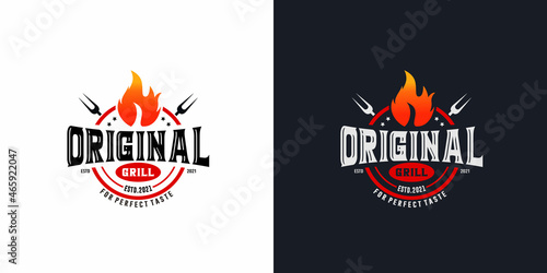 Hot grill logo vector template