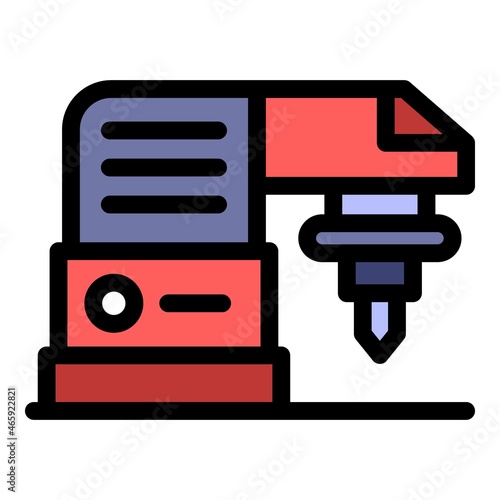 Construction milling machine icon. Outline construction milling machine vector icon color flat isolated