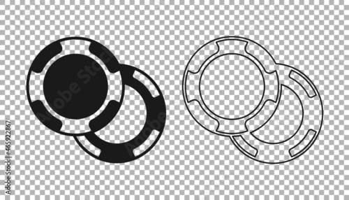 Black Casino chips icon isolated on transparent background. Casino gambling. Vector