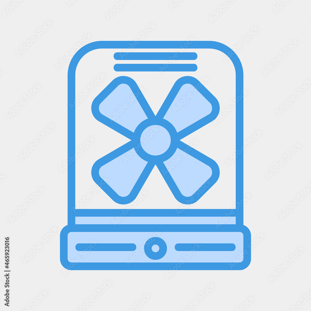 Fan icon vector illustration in blue style about summer, use for website mobile app presentation Fan icon vector illustration in blue style about summer, use for website mobile app presentation