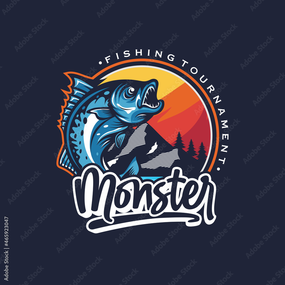 Fishing tournament logo Vector  template 