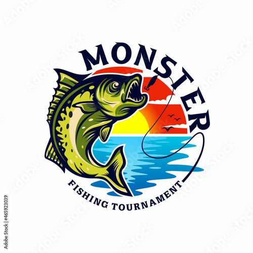 Fishing tournament logo Vector template 